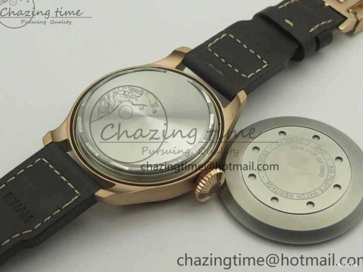 MIROTIME 0823 Big Pilot IW510301 Satin-Polished RG YLF Best Edition Black Dial On Leather Strap A Flexible 7222
